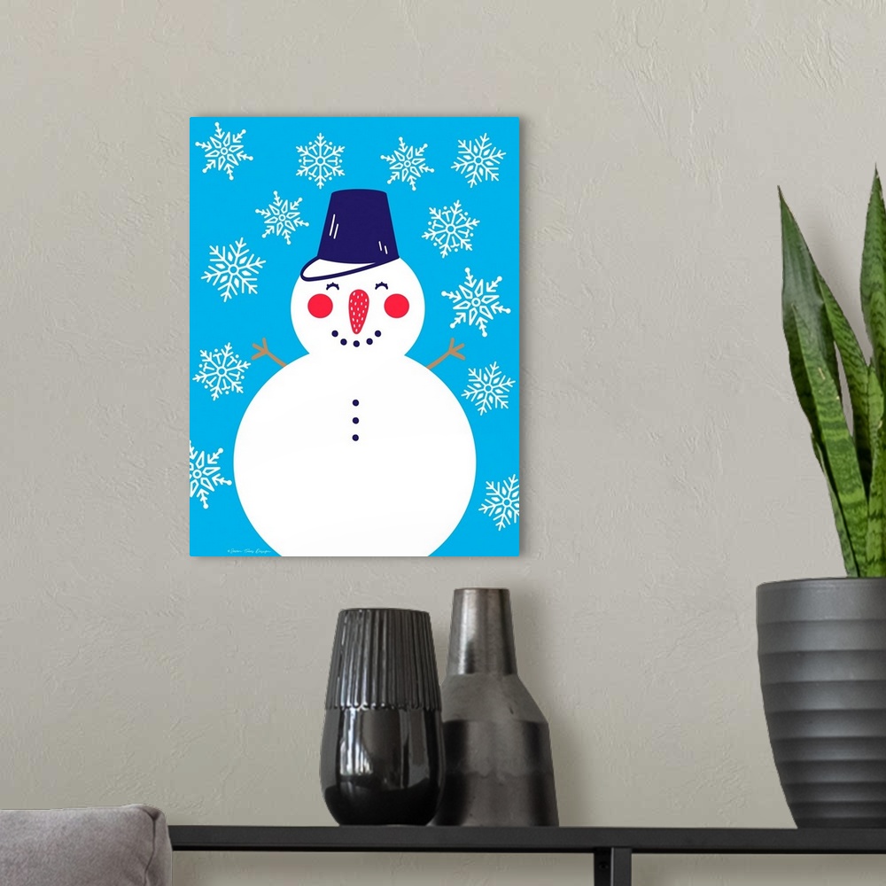 A modern room featuring Snowflake Snowman