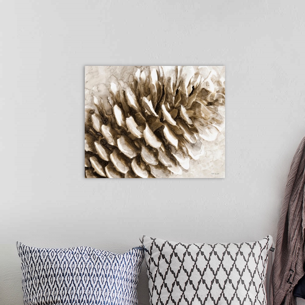 A bohemian room featuring Snowy Pinecone