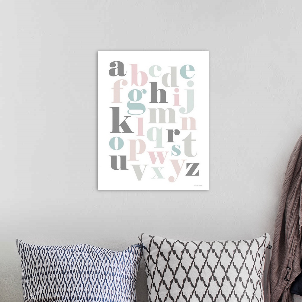 A bohemian room featuring Softly Colored Alphabet