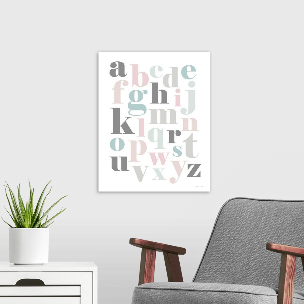 A modern room featuring Softly Colored Alphabet