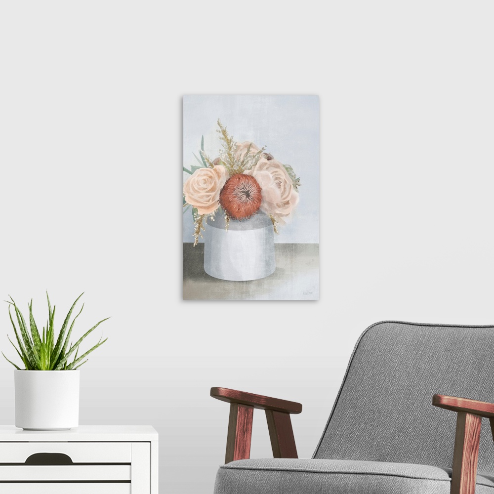 A modern room featuring Stoneware Posies I
