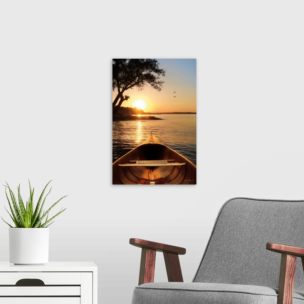 A modern room featuring Sunset on the Lake I
