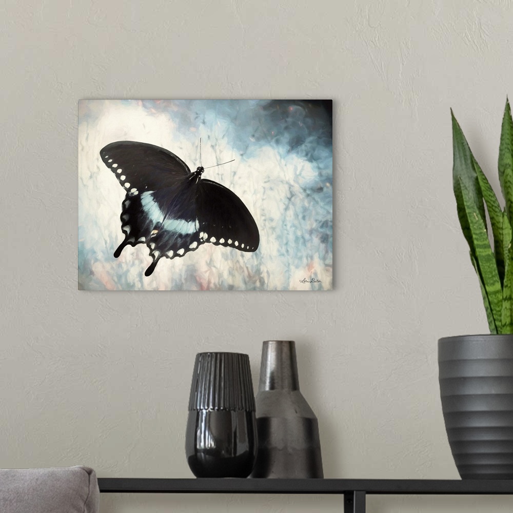 A modern room featuring Teal Butterfly I