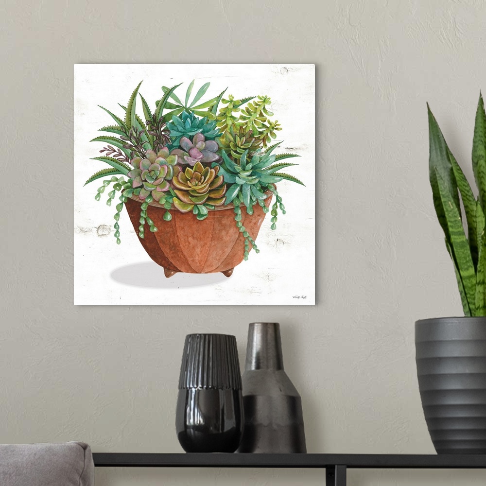 A modern room featuring Terracotta Succulents I