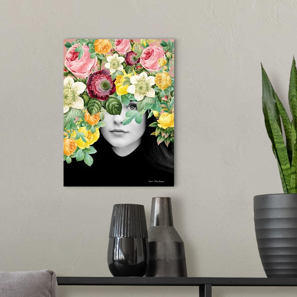 A modern room featuring The Girl and the Flowers