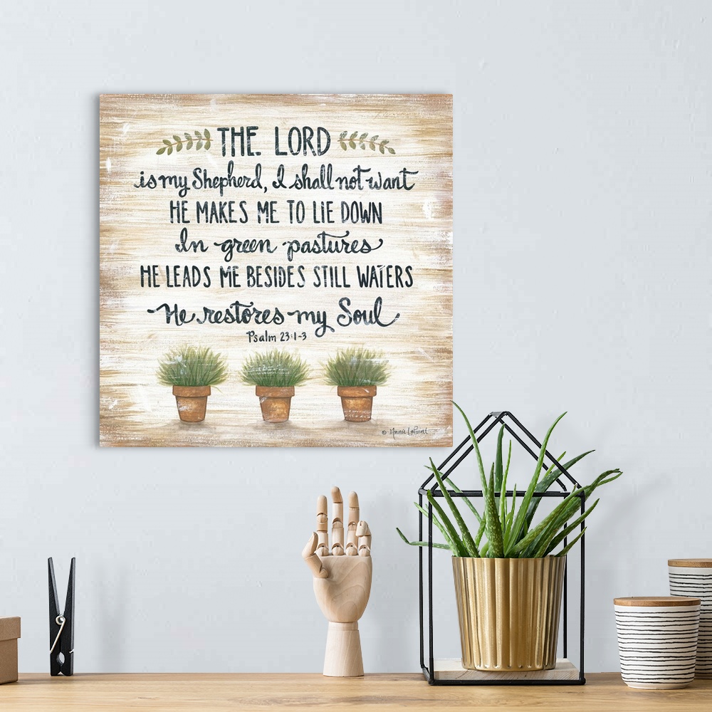 A bohemian room featuring The Lord is My Shepherd