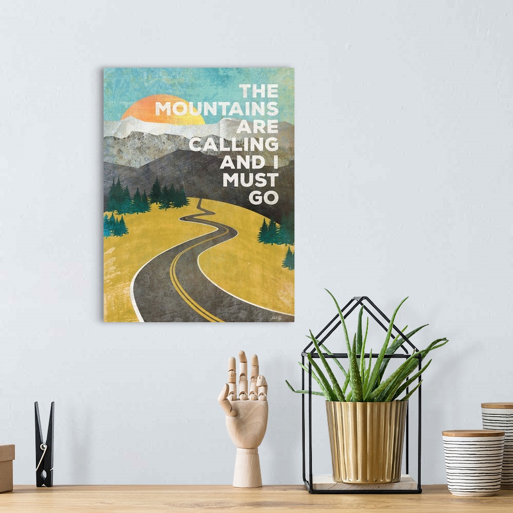 A bohemian room featuring Contemporary inspirational travel themed artwork.