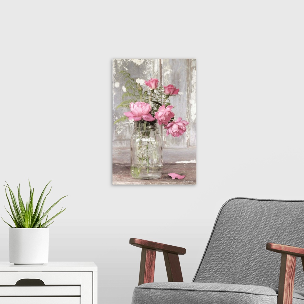 A modern room featuring The True Rose