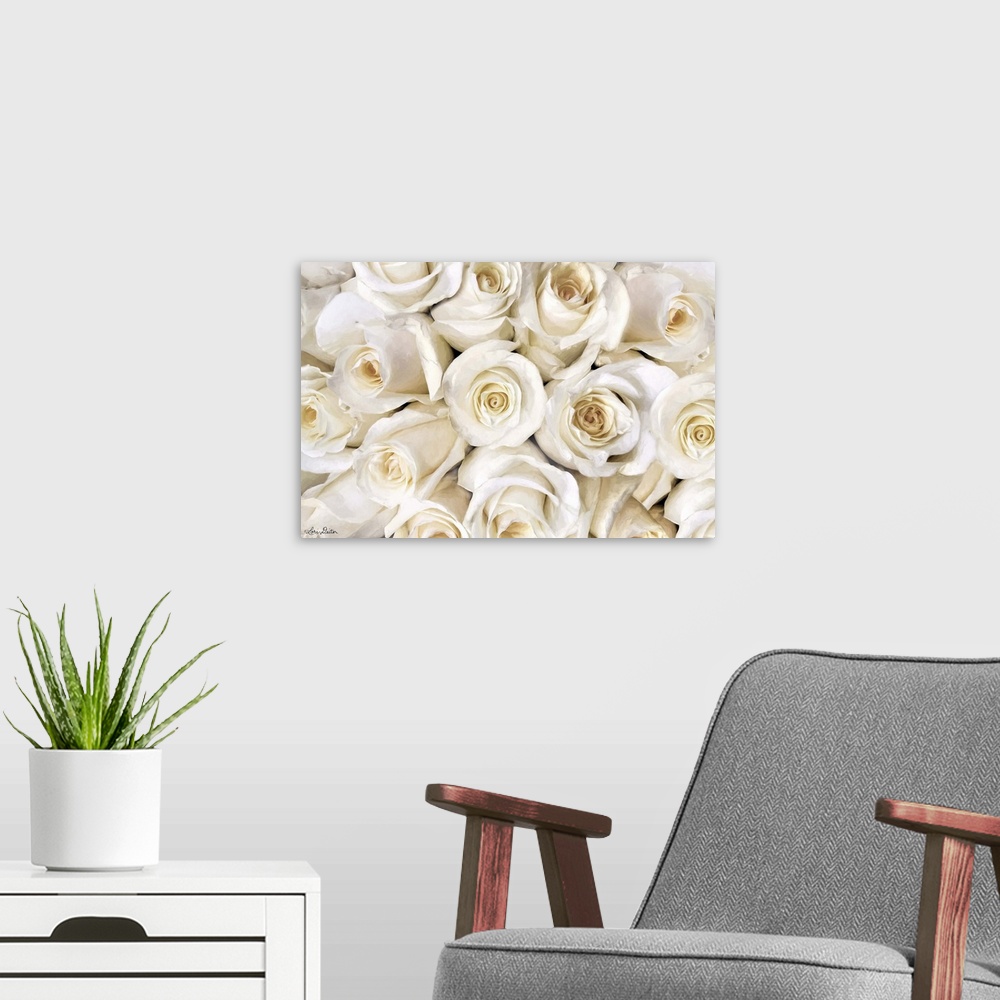 A modern room featuring Top View - White Roses