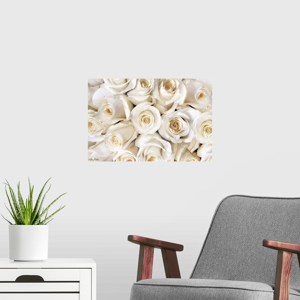 A modern room featuring Top View - White Roses