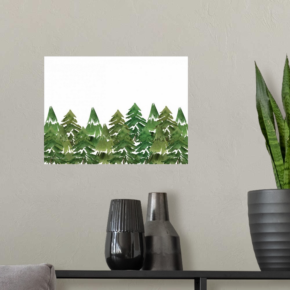 A modern room featuring Trees in a Row I