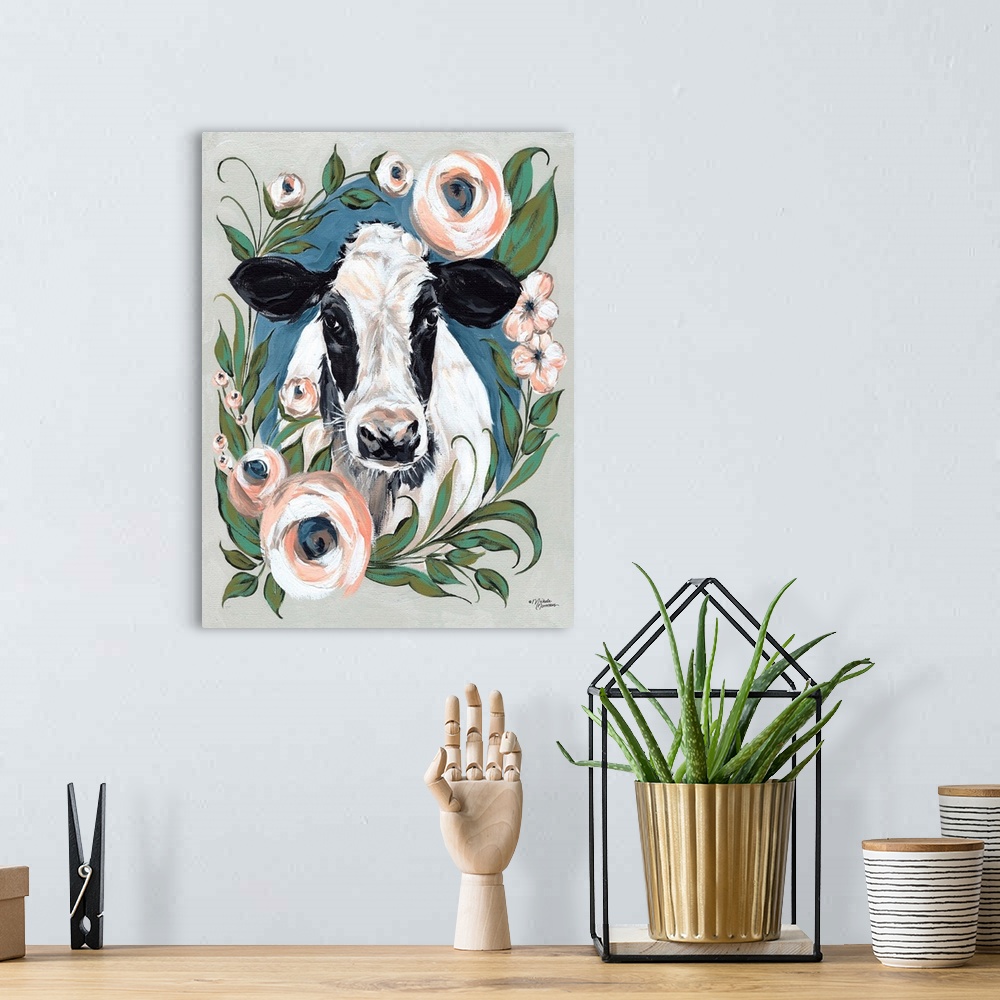 A bohemian room featuring Vintage Frame Cow