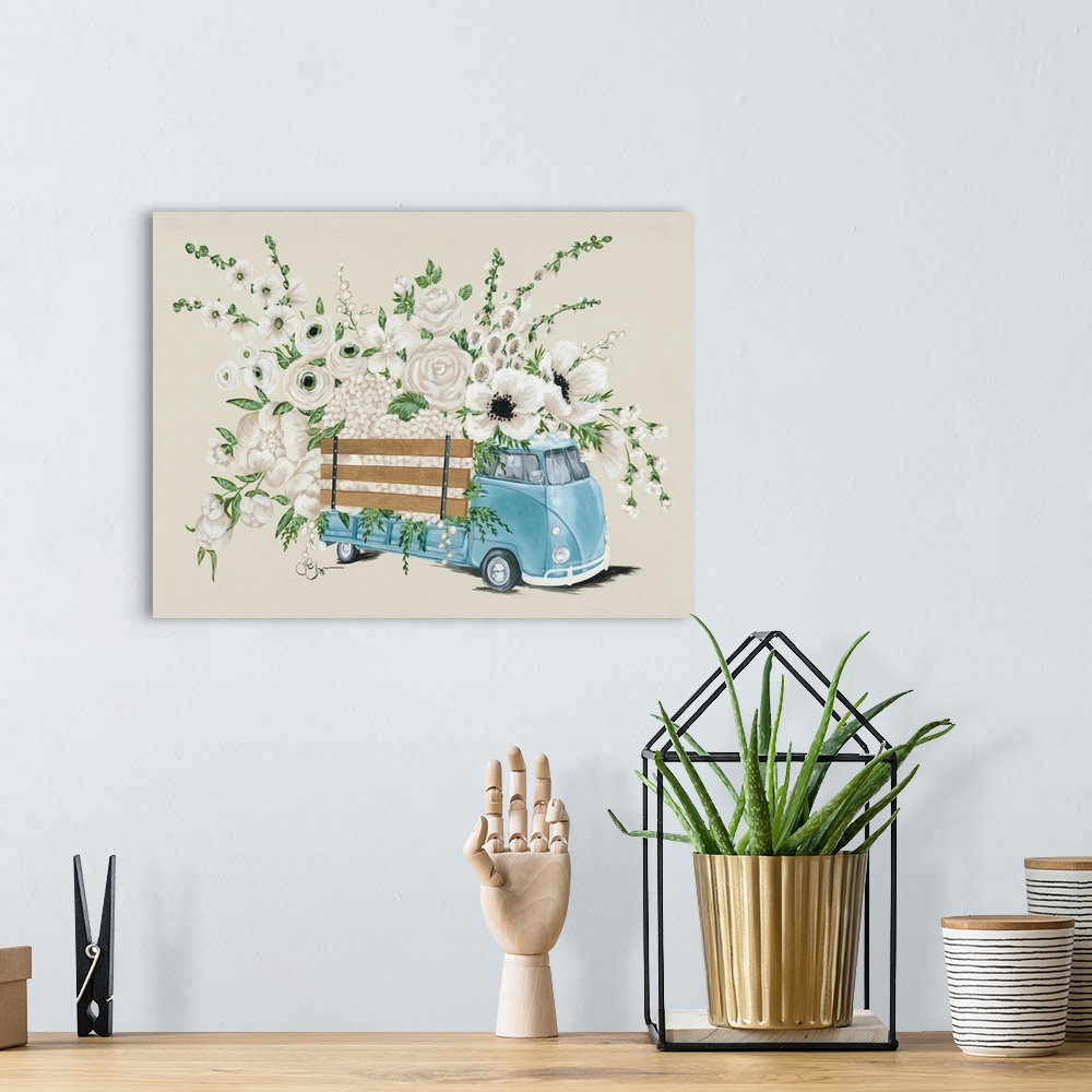 A bohemian room featuring VW Bus White
