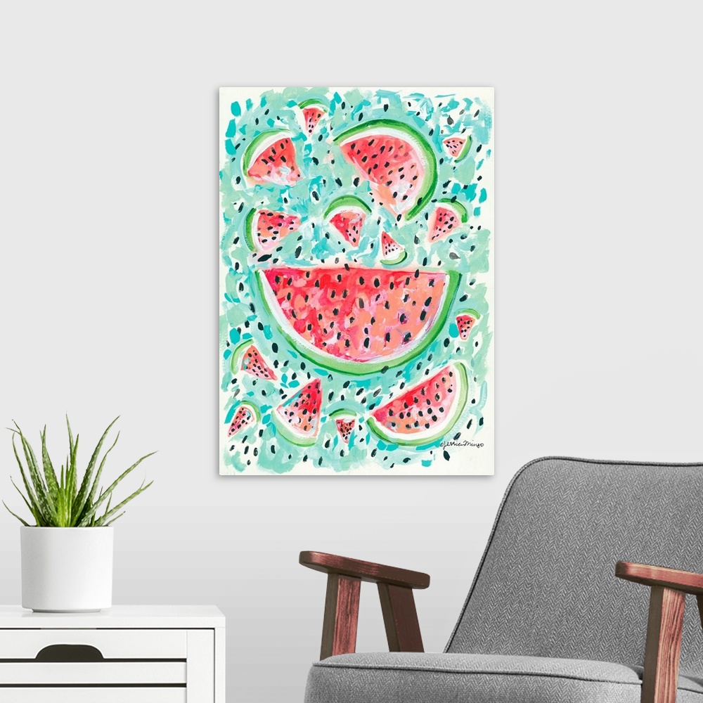 A modern room featuring Watermelon Weather