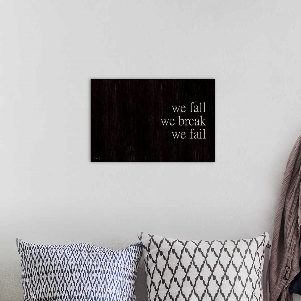 A bohemian room featuring We Fall, We Rise I