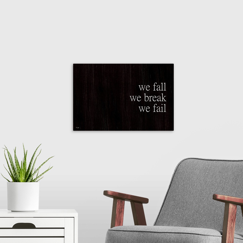 A modern room featuring We Fall, We Rise I