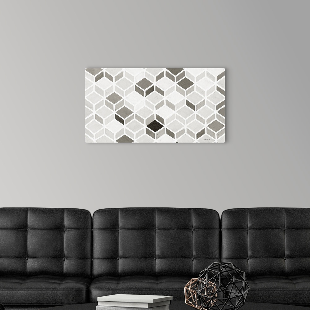 A modern room featuring White And Gray Pattern