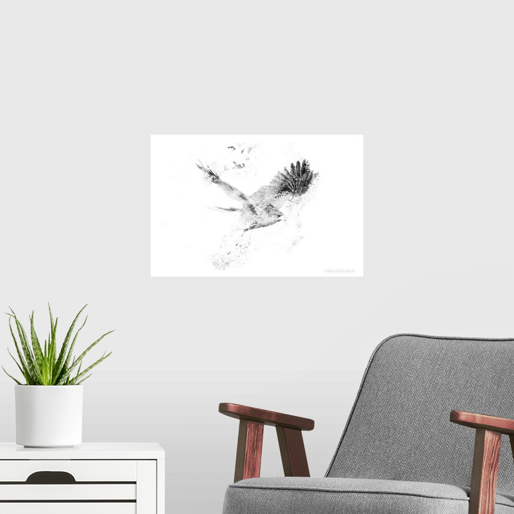 A modern room featuring Wingspread Minimalist Hawk