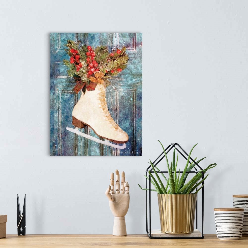 A bohemian room featuring Winter Skate with Floral Spray