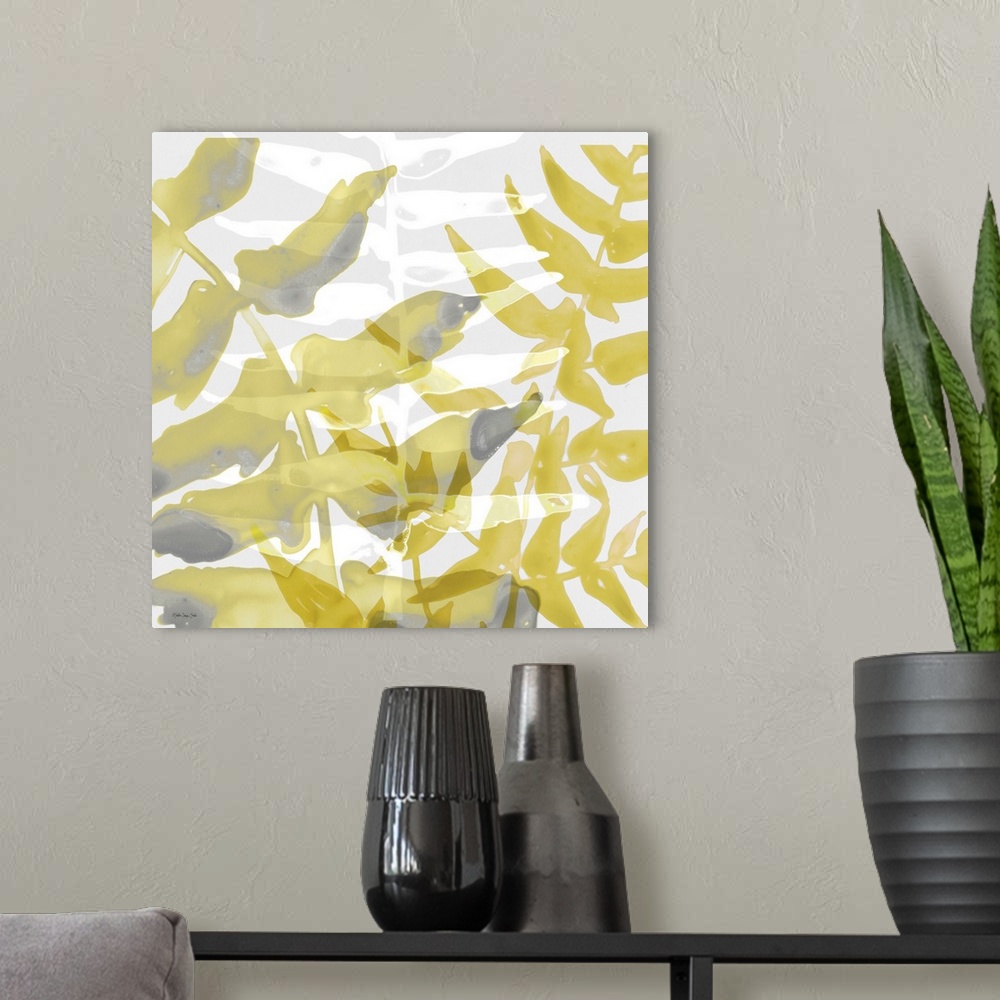 A modern room featuring Yellow-Gray Leaves 1