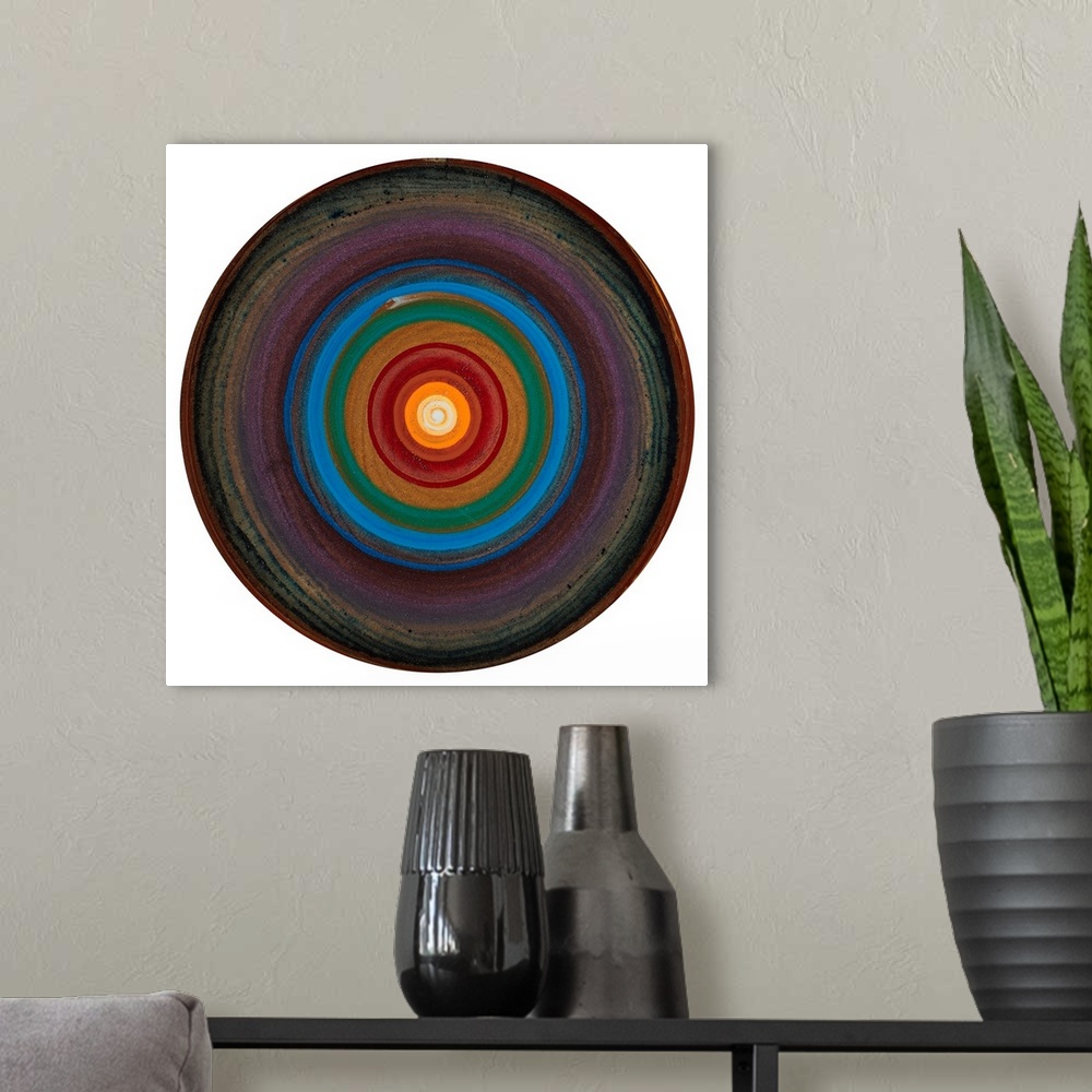 A modern room featuring A Colorful Bullseye IV