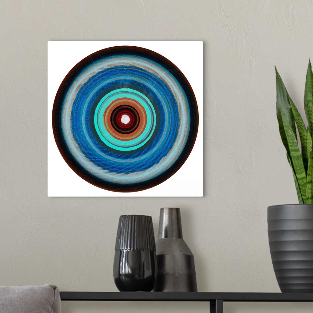 A modern room featuring A Colorful Bullseye XIII