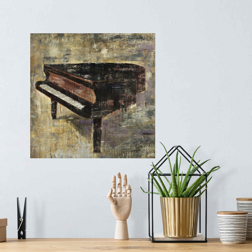 A bohemian room featuring Baby Grand
