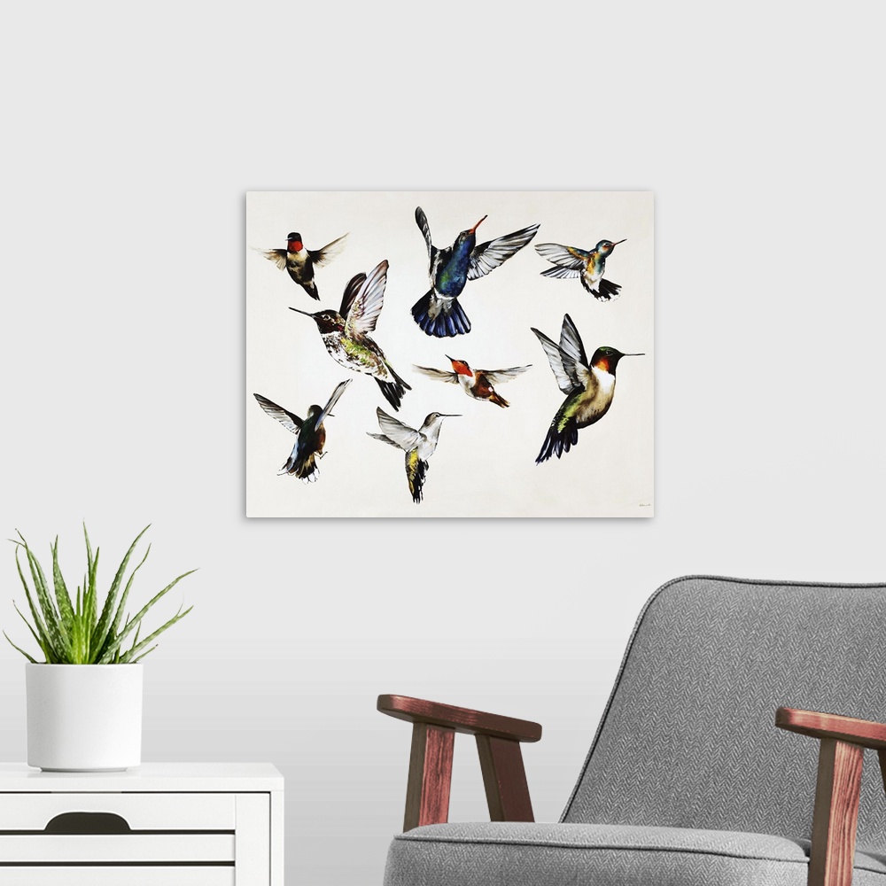A modern room featuring Bevy of Birds