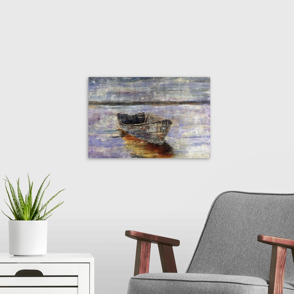 A modern room featuring Boat by the Waters Edge