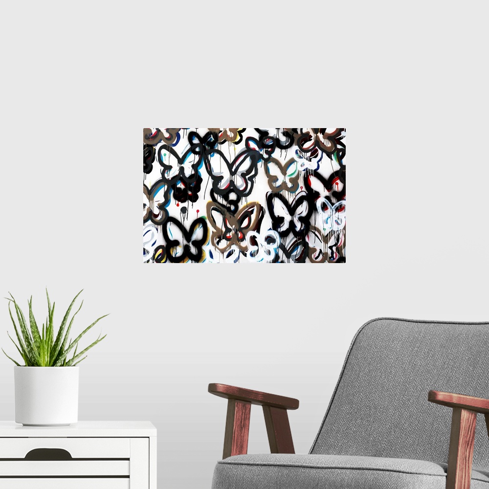 A modern room featuring Butterfly Backdrop II
