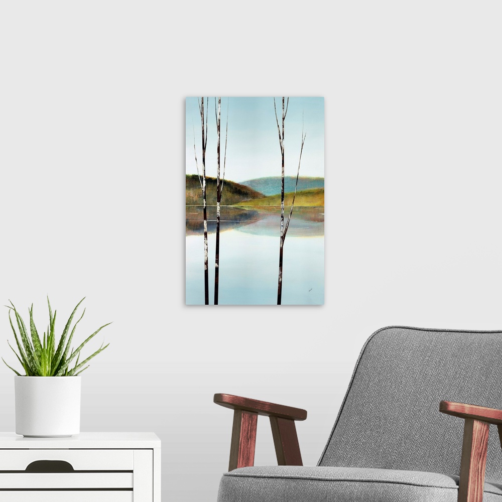 A modern room featuring Calm Waters IV