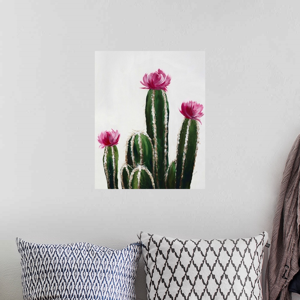 A bohemian room featuring Colorful Cactus VI