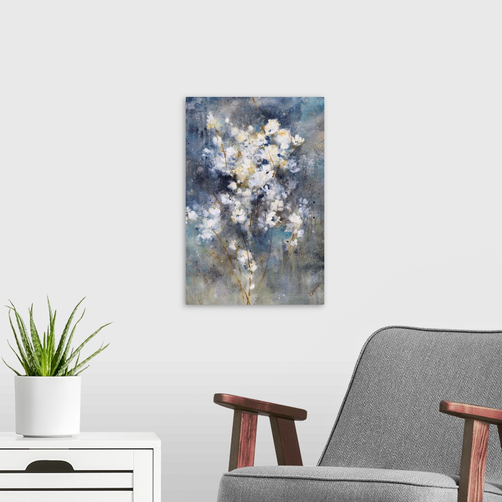 A modern room featuring Floral Nocturne I