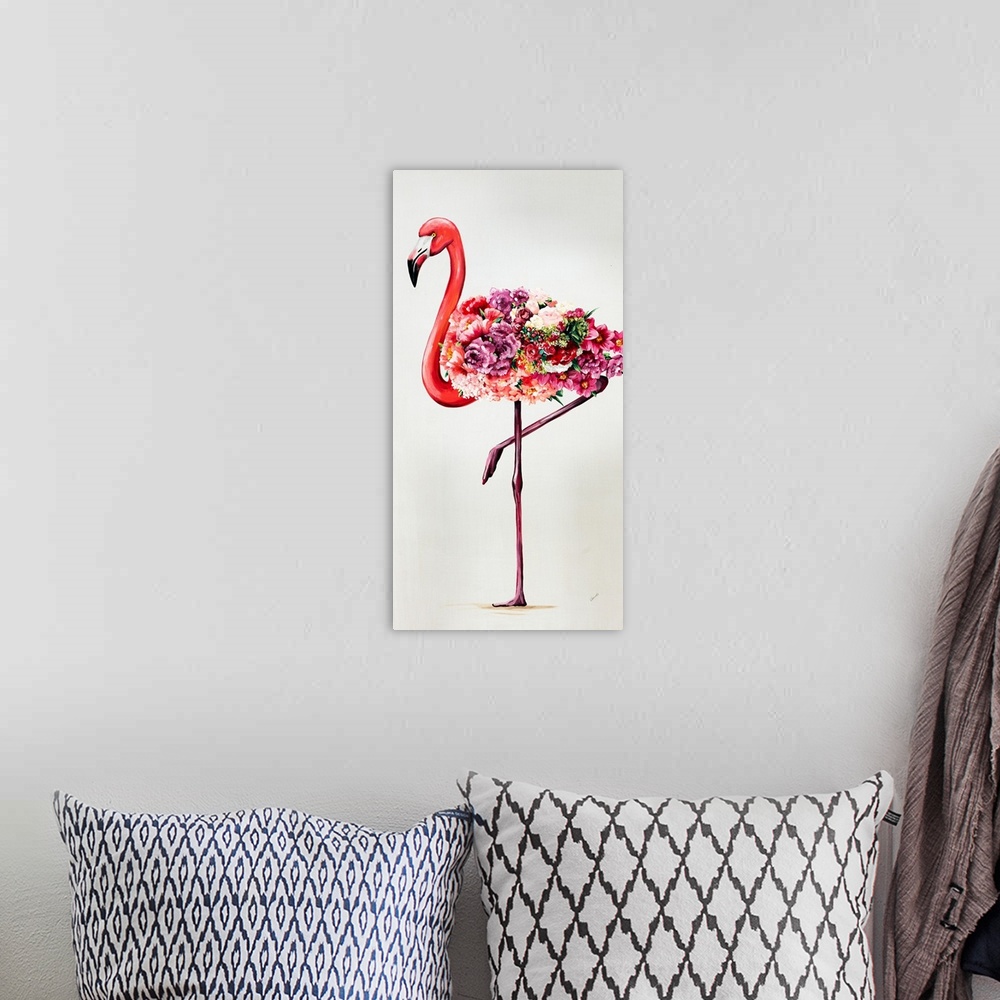 A bohemian room featuring Flowering Flamingos II