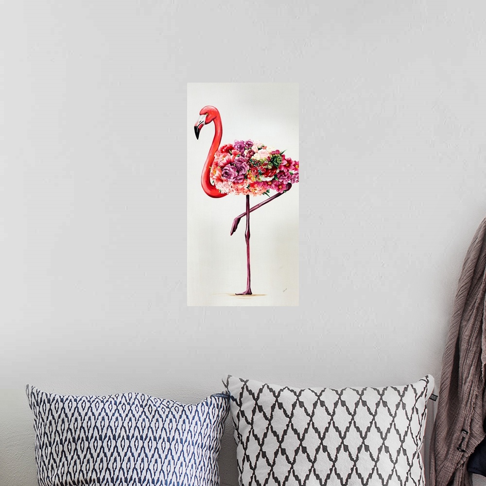 A bohemian room featuring Flowering Flamingos II