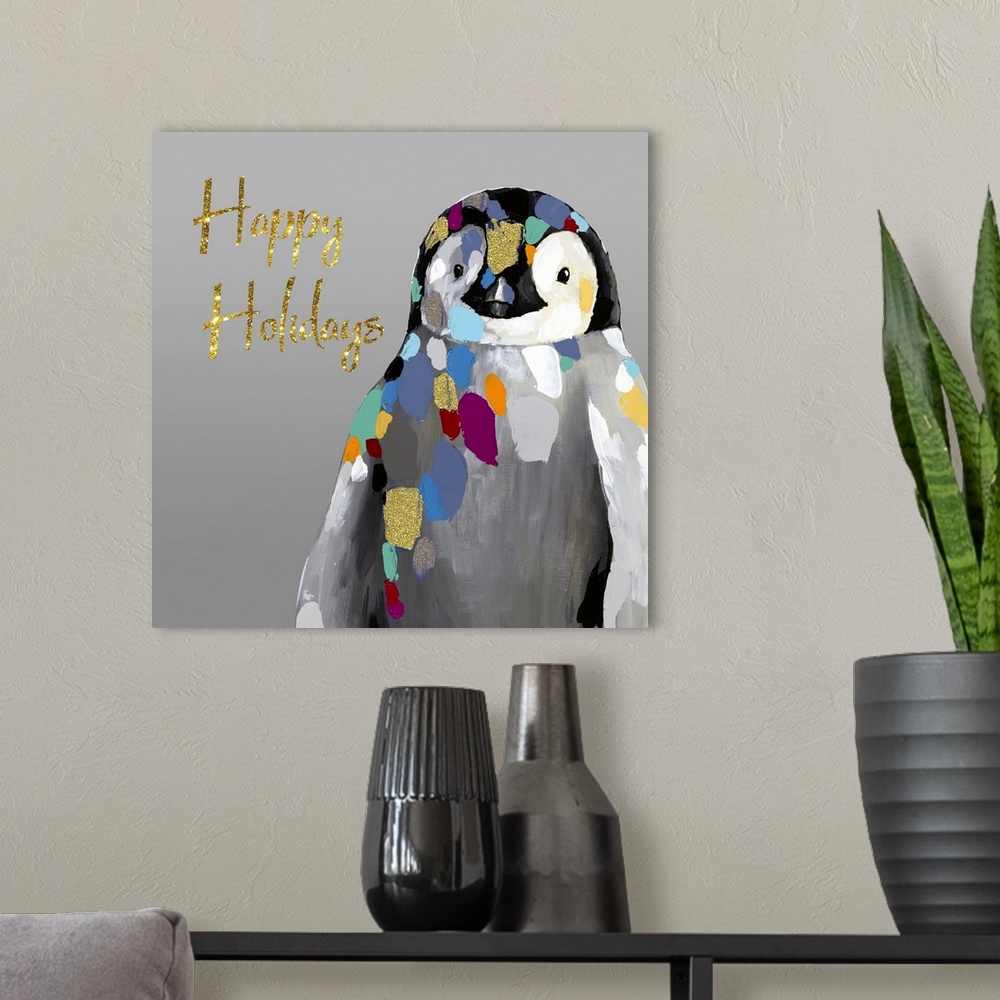 A modern room featuring Holiday Penguin