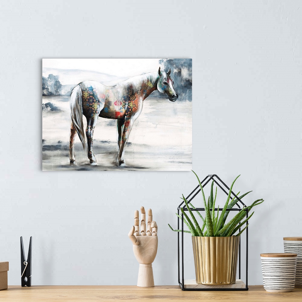 A bohemian room featuring Horsing Around II