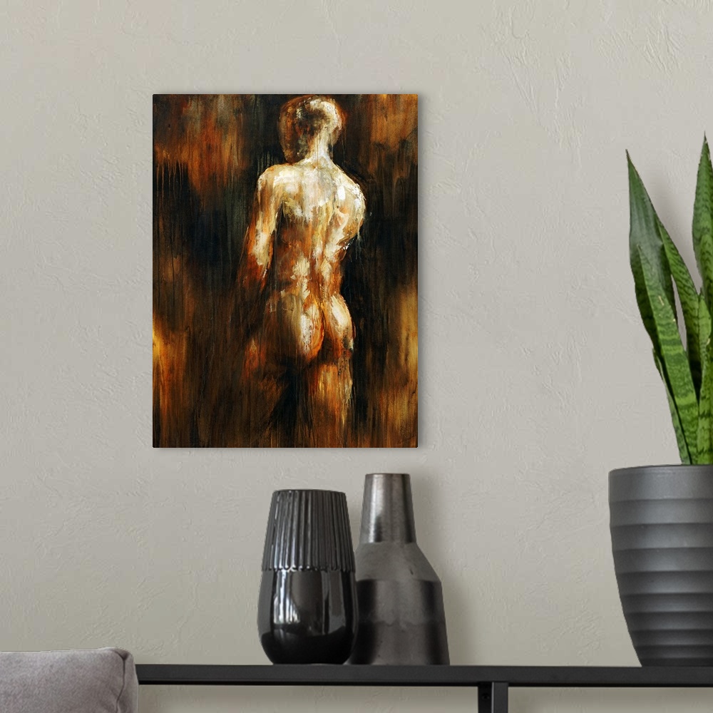 A modern room featuring Male Nude I