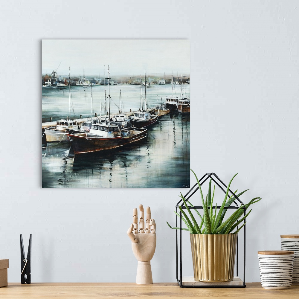 A bohemian room featuring Morning on the Dock