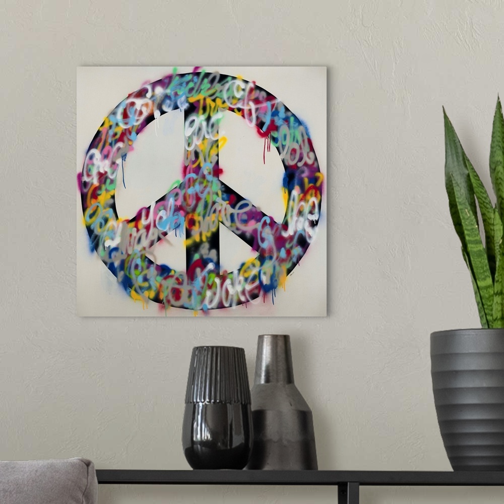 A modern room featuring Peace By Peace
