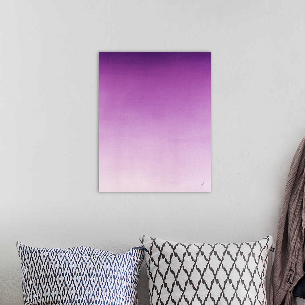 A bohemian room featuring Contemporary painting of purple fading into a lighter shade.