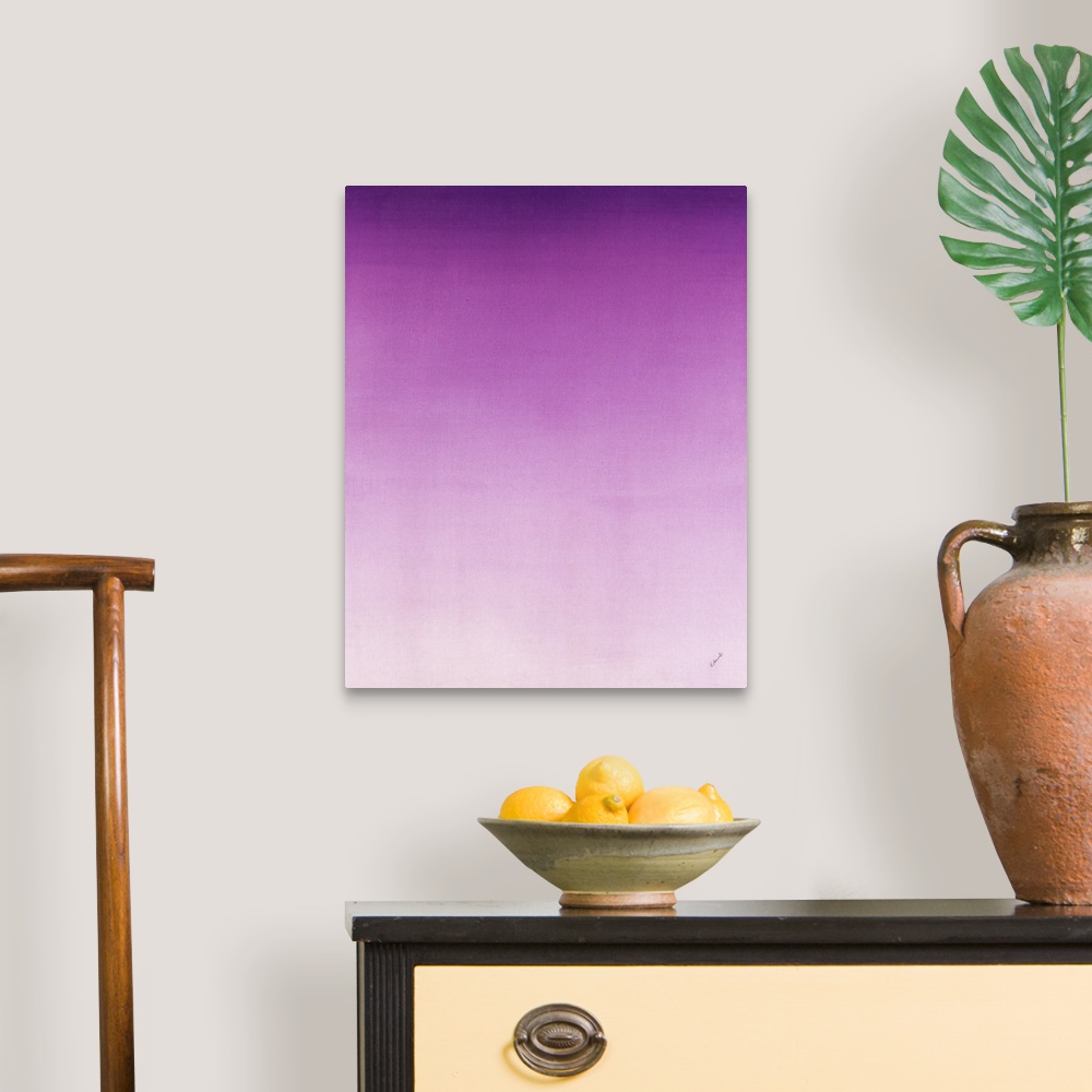 A traditional room featuring Contemporary painting of purple fading into a lighter shade.