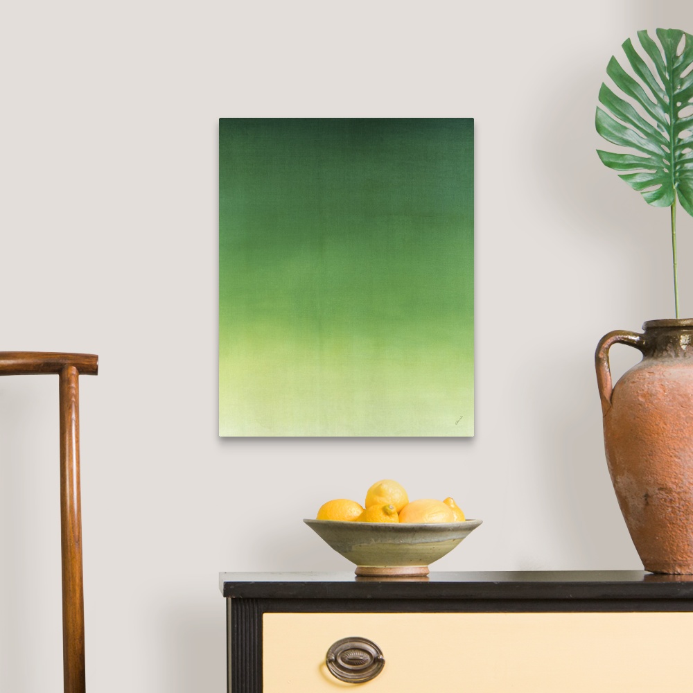 A traditional room featuring Contemporary painting of green fading into a lighter shade.