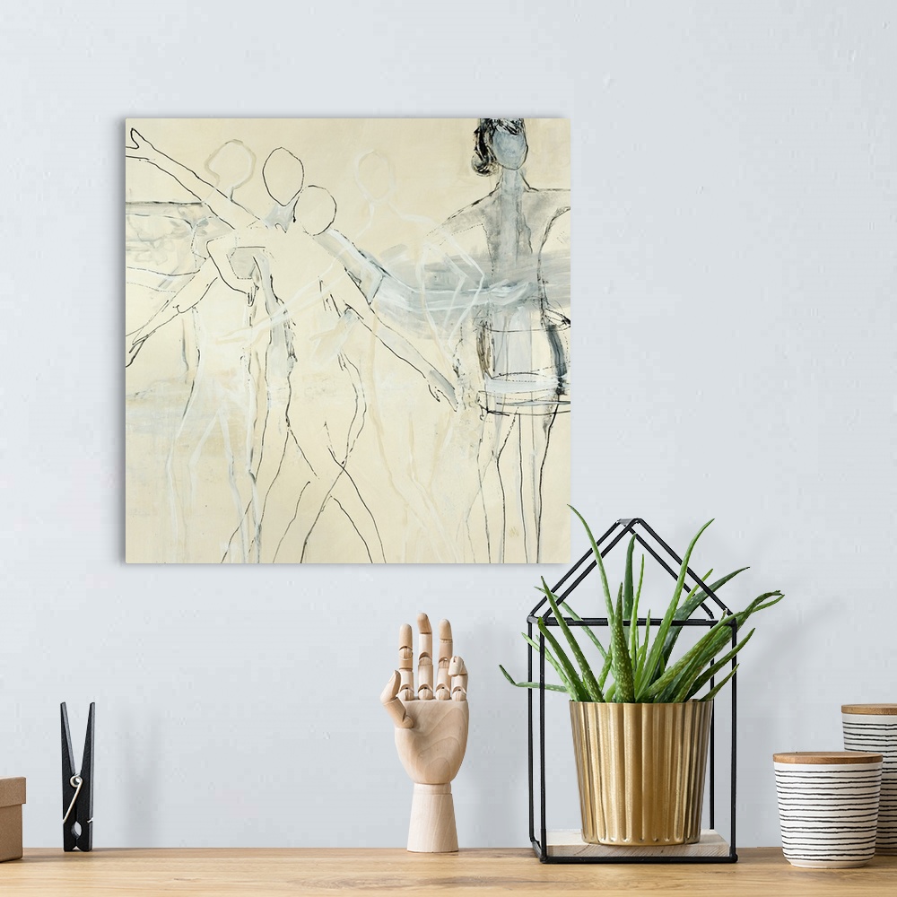 A bohemian room featuring Contemporary illustration of a dancer's motion and movement over time.