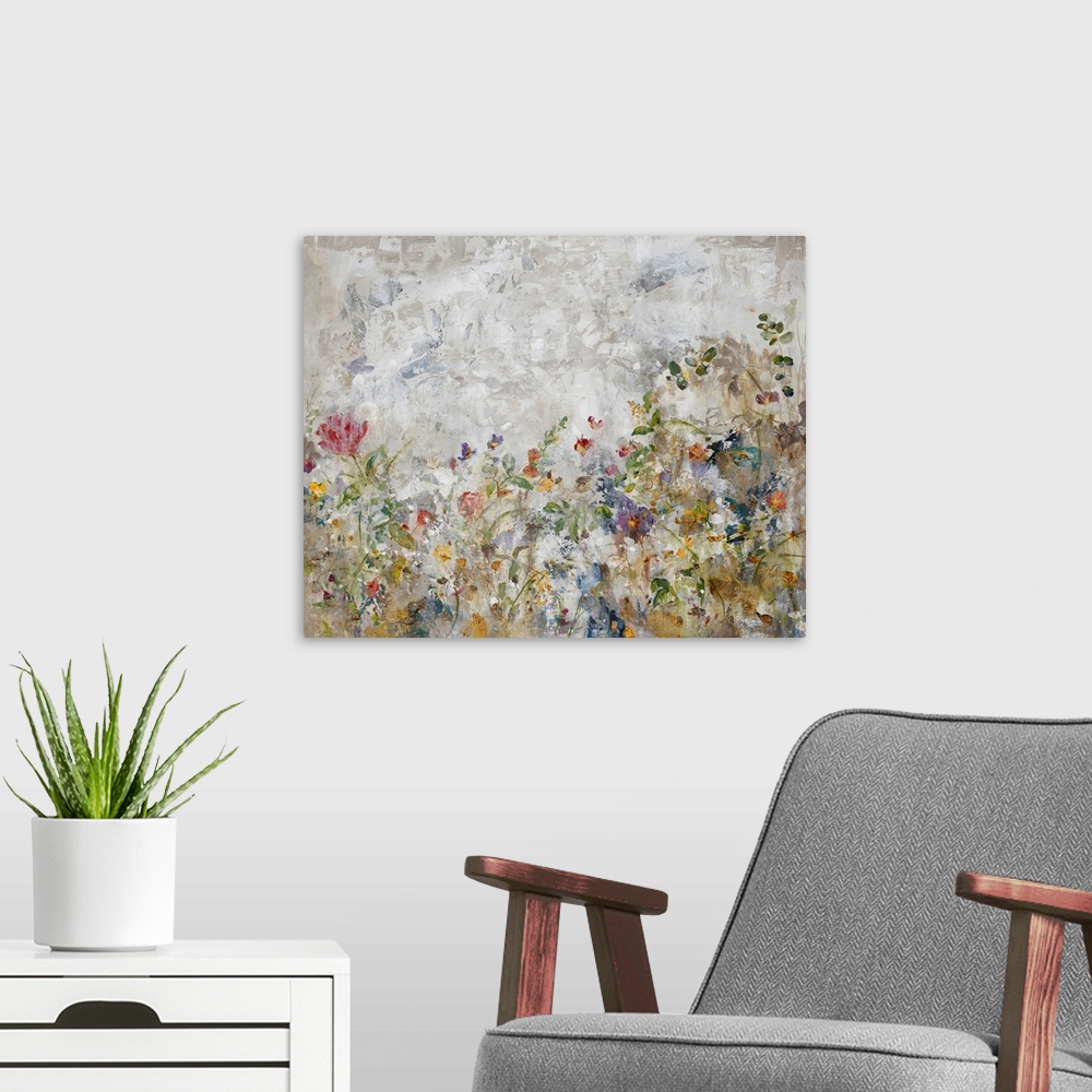 A modern room featuring Wildflower Season