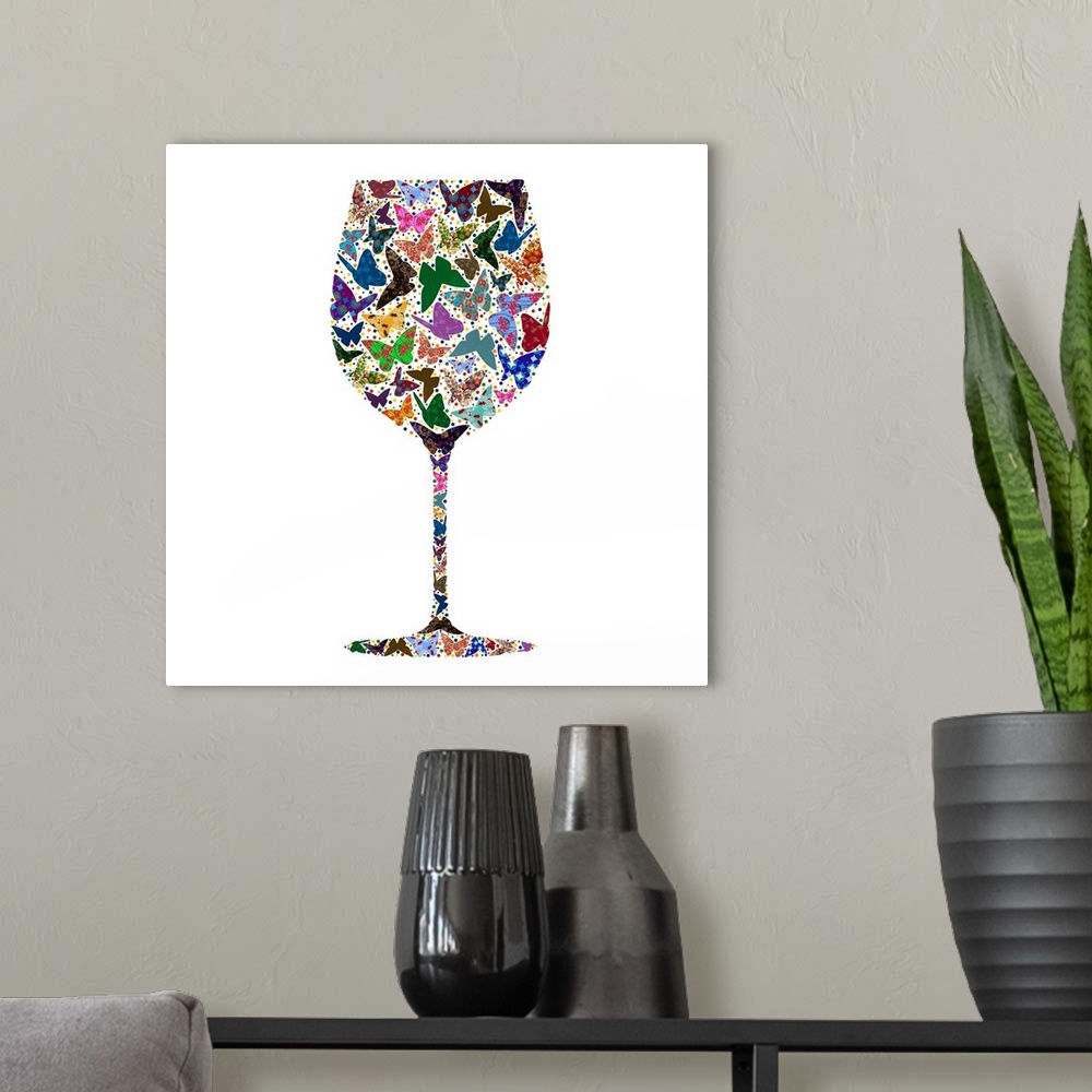 A modern room featuring Wine Glass Party I