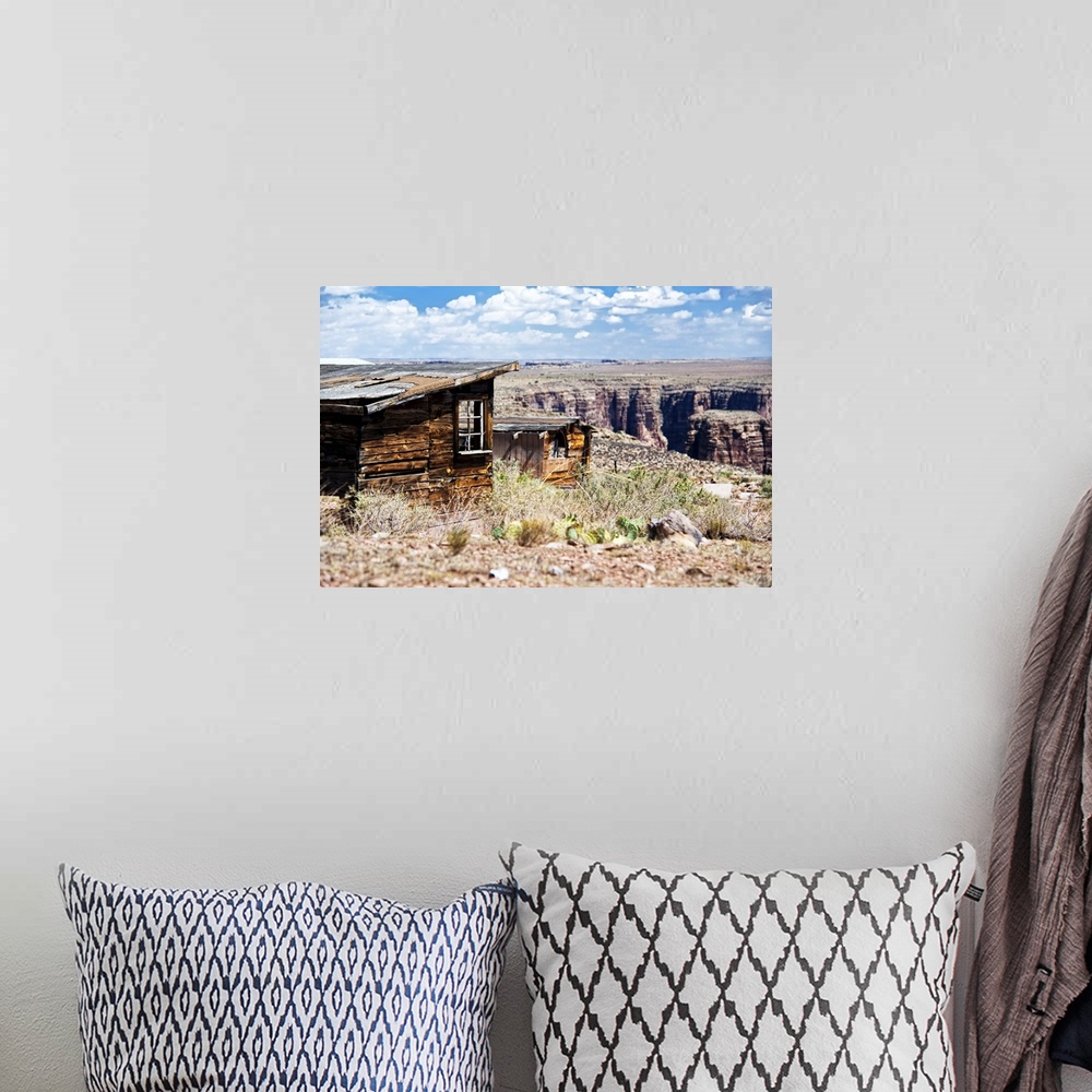 A bohemian room featuring Photograph of a forgotten building on the edge of the Grand Canyon in Arizona.