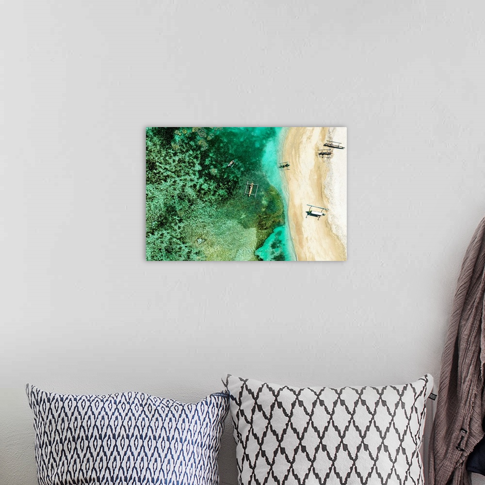 A bohemian room featuring Aerial Summer - Jade Coral Reef