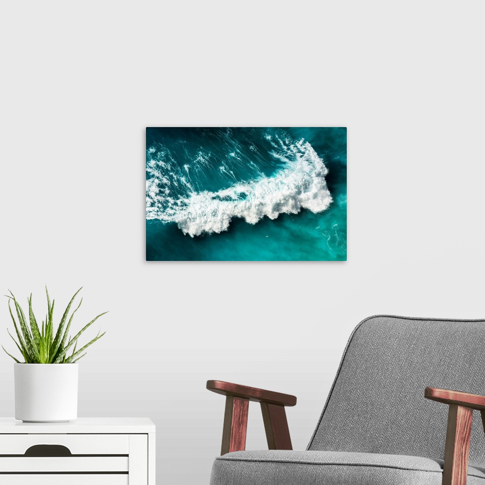A modern room featuring Aerial Summer - Seagreen Wave