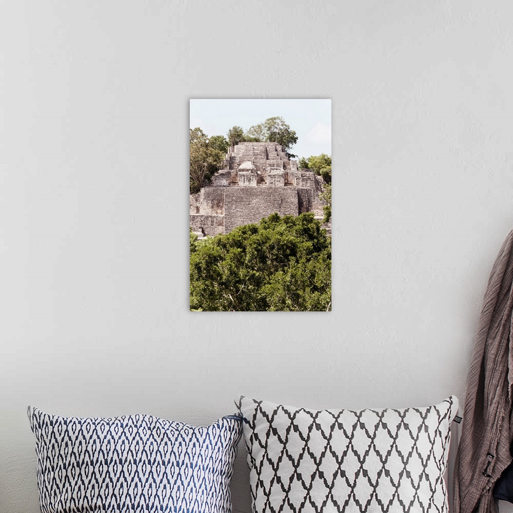 A bohemian room featuring Photograph of architecture from an ancient Maya City within the jungle of Calakmul, Mexico. From ...